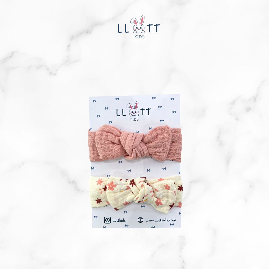 2 Piece Bow ( Pink & Flower )