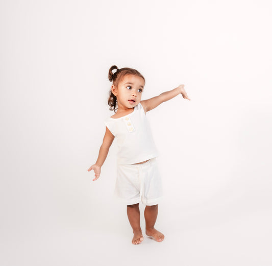 White ribbed cotton set ( Girls )
