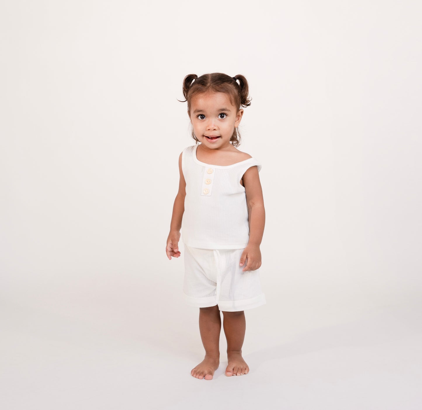 White ribbed cotton set ( Girls )