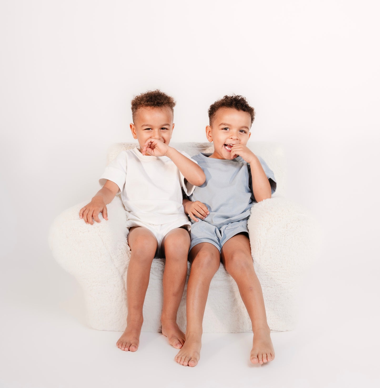 Blue ribbed cotton set ( Boys )