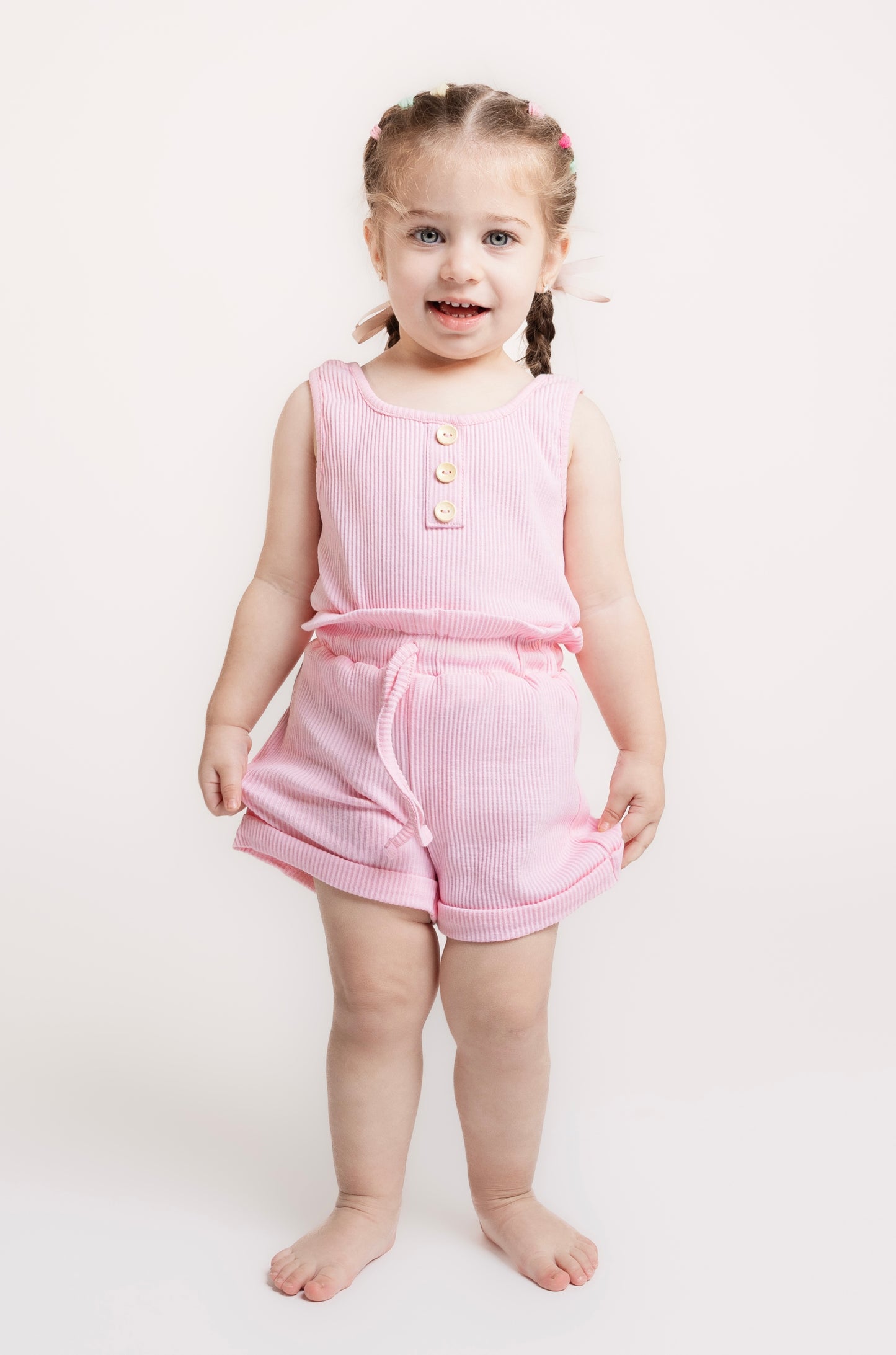 Pink ribbed cotton set ( Girls )