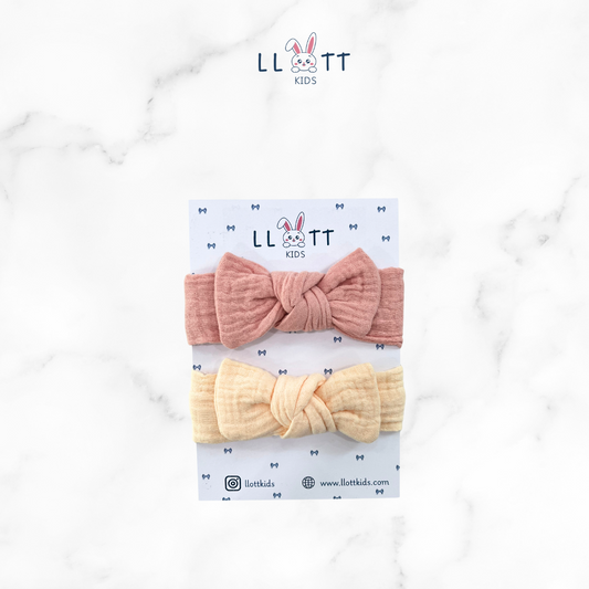 2 Piece Bow ( pink & peach )