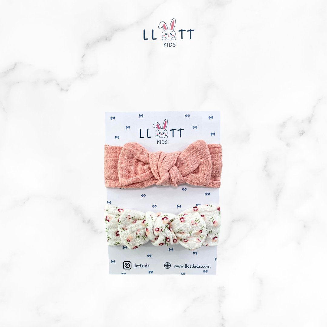 2 Piece & bow ( Pink & Floral )