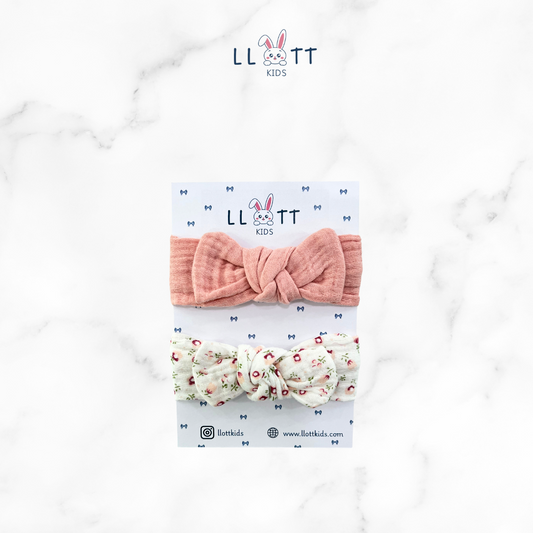 2 Piece & bow ( Pink & Floral )