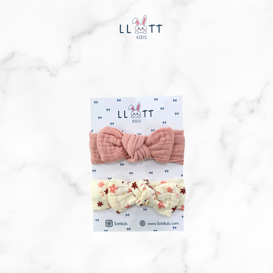 2 Piece Bow ( Pink & Flower )