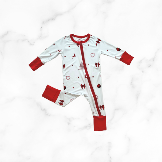 Christmas Zippy Onesie ( Open Feet )