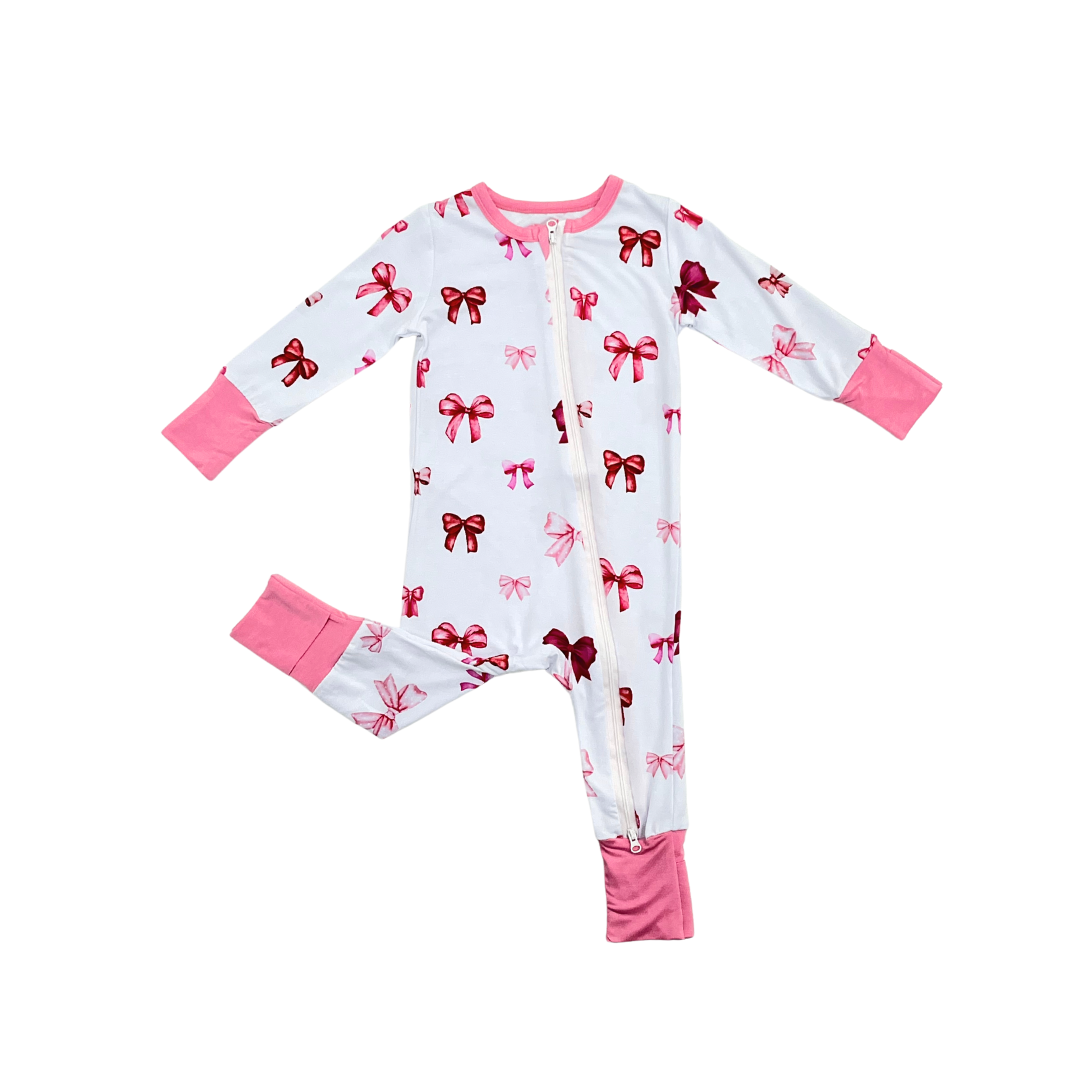 Bow Zippy Onesie ( Open Feet )