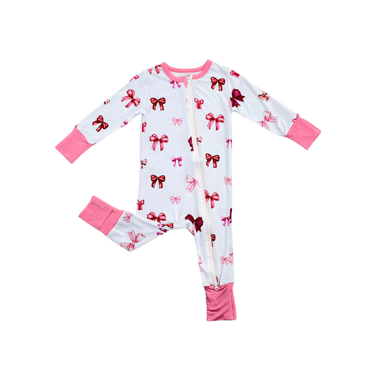 Bow Zippy Onesie ( Open Feet )