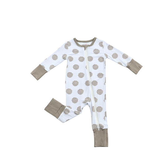 Beige Zippy Onesie ( Open Feet )