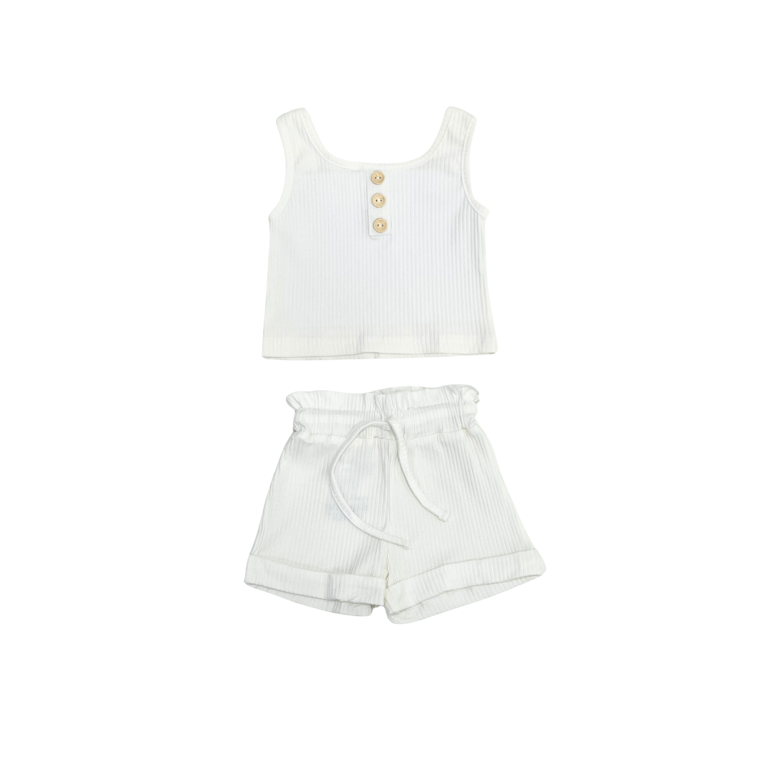 White ribbed cotton set ( Girls )