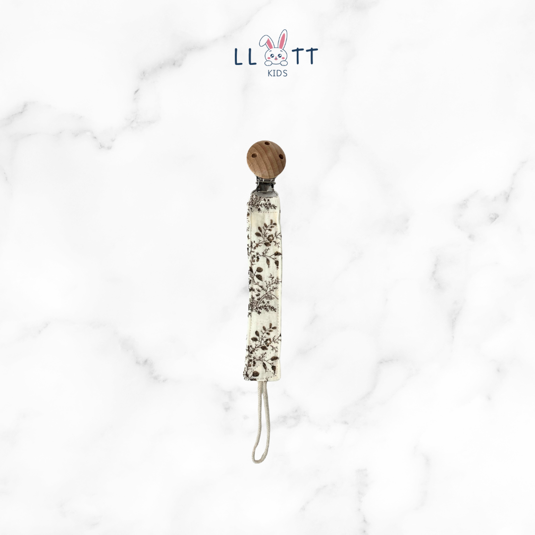 Beige Flower Pacifier Clip