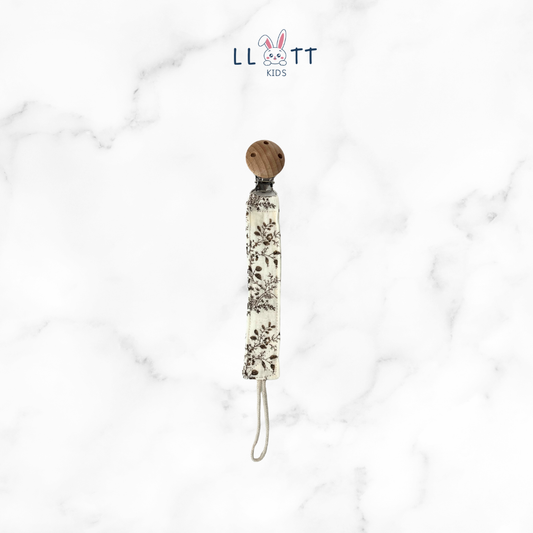 Beige Flower Pacifier Clip