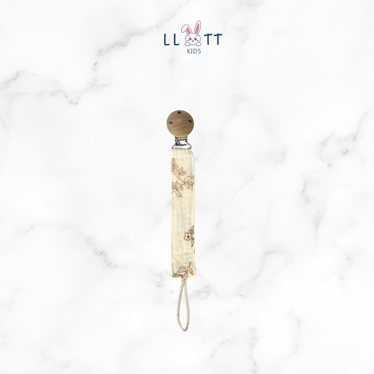 Beige Floral Pacifier Clip