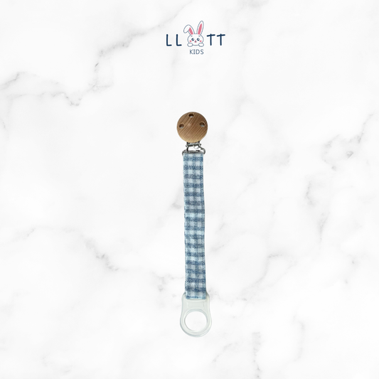 Blue Checkered Pacifier Clip