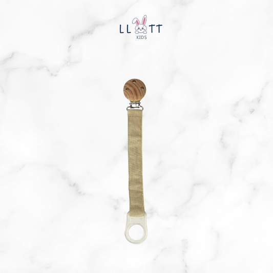 Beige Pacifier Clip