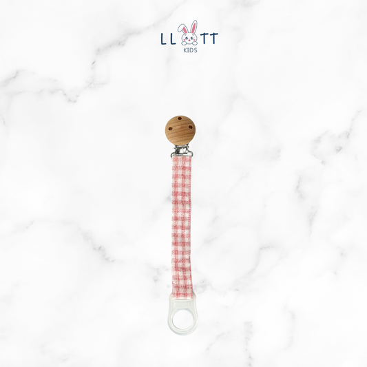 Light Pink Checkered Pacifier Clip
