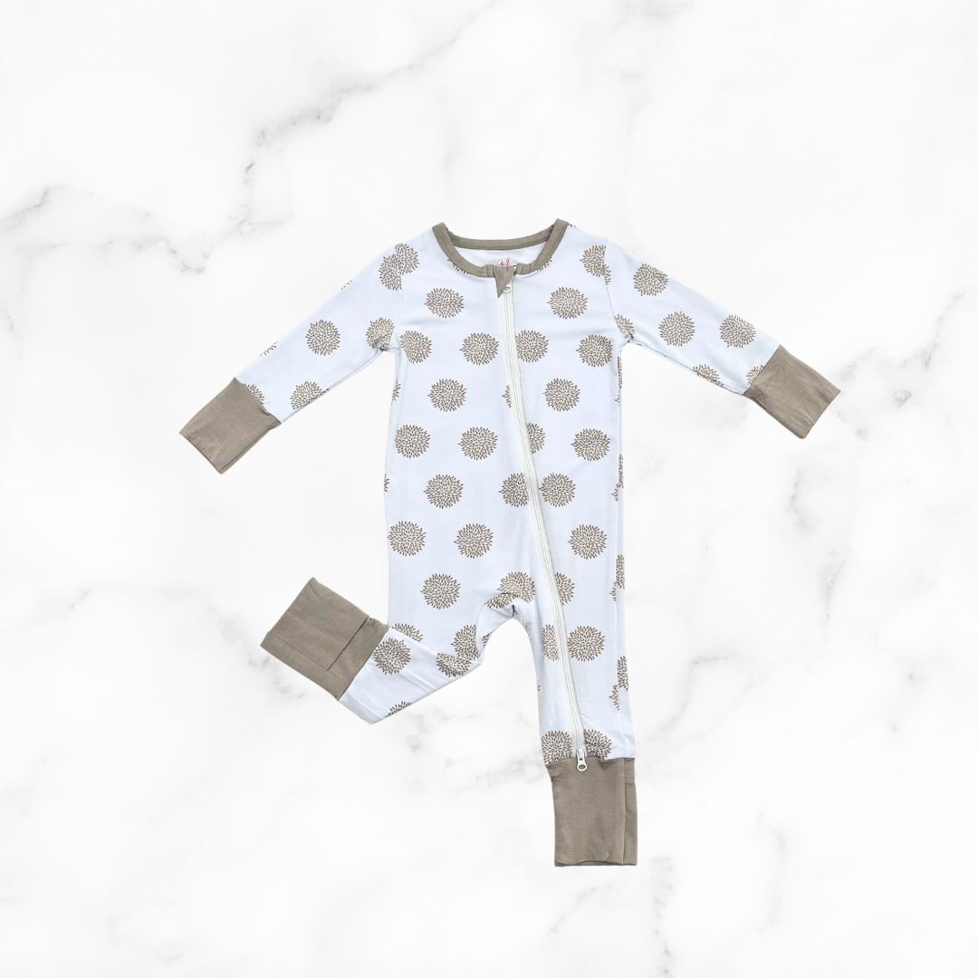 Beige Zippy Onesie ( Open Feet )