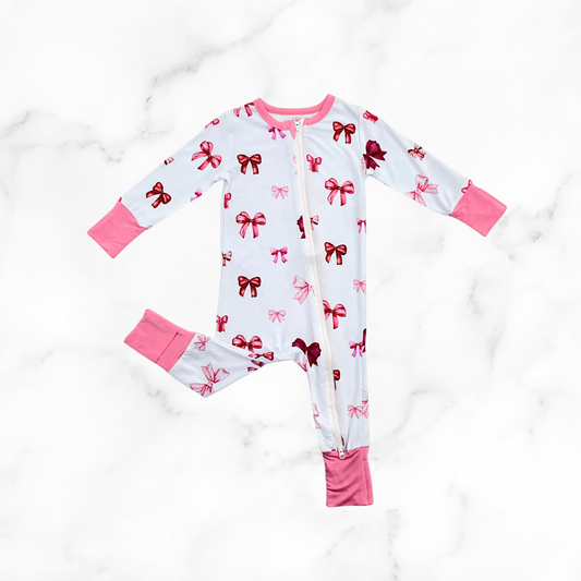 Bow Zippy Onesie ( Open Feet )