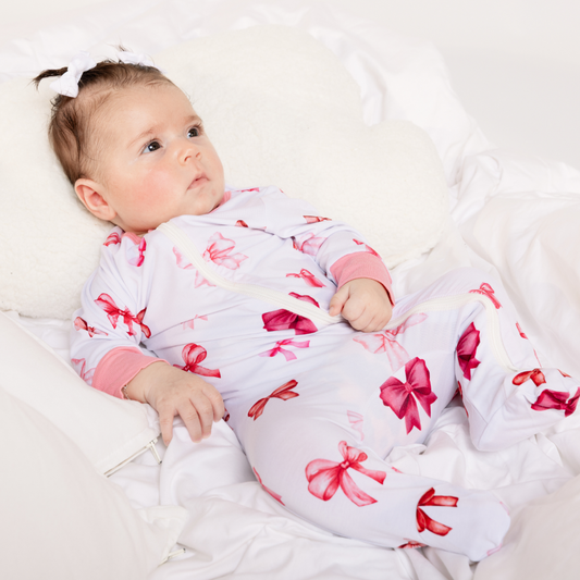 Bow Zippy Onesie ( Closed Feet )