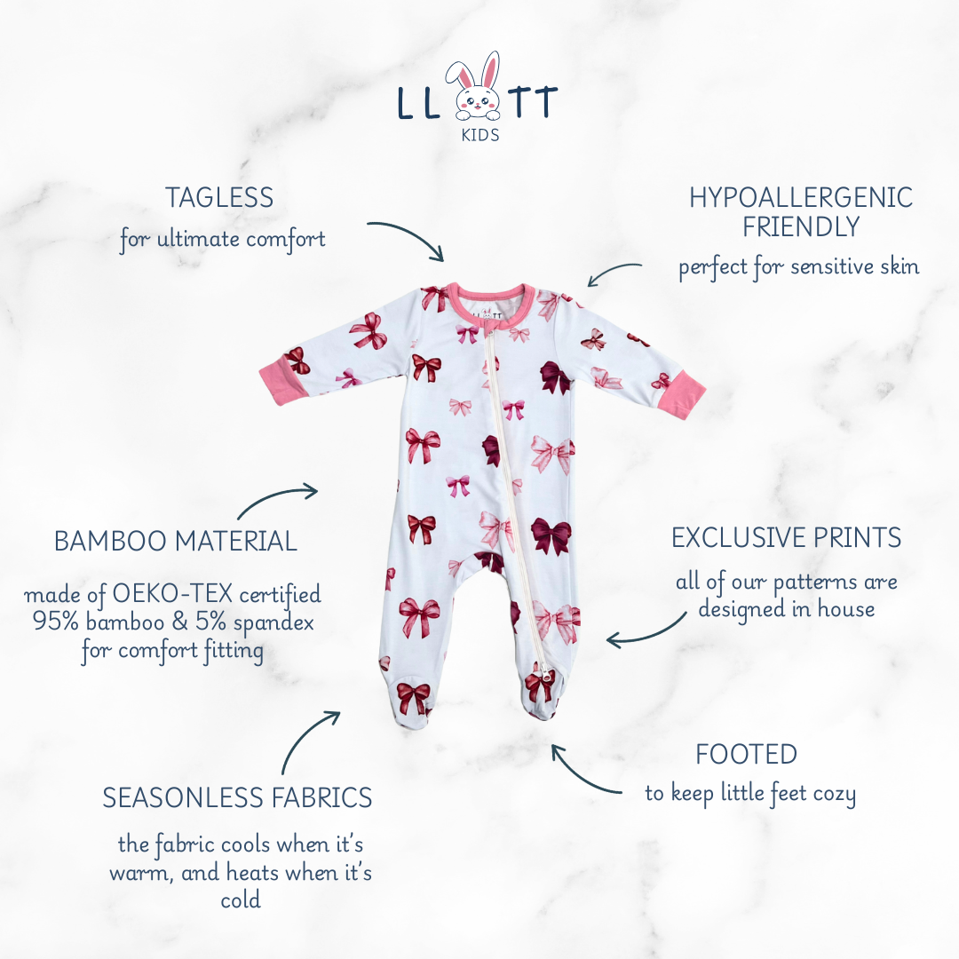 Bow Zippy Onesie ( Closed Feet )