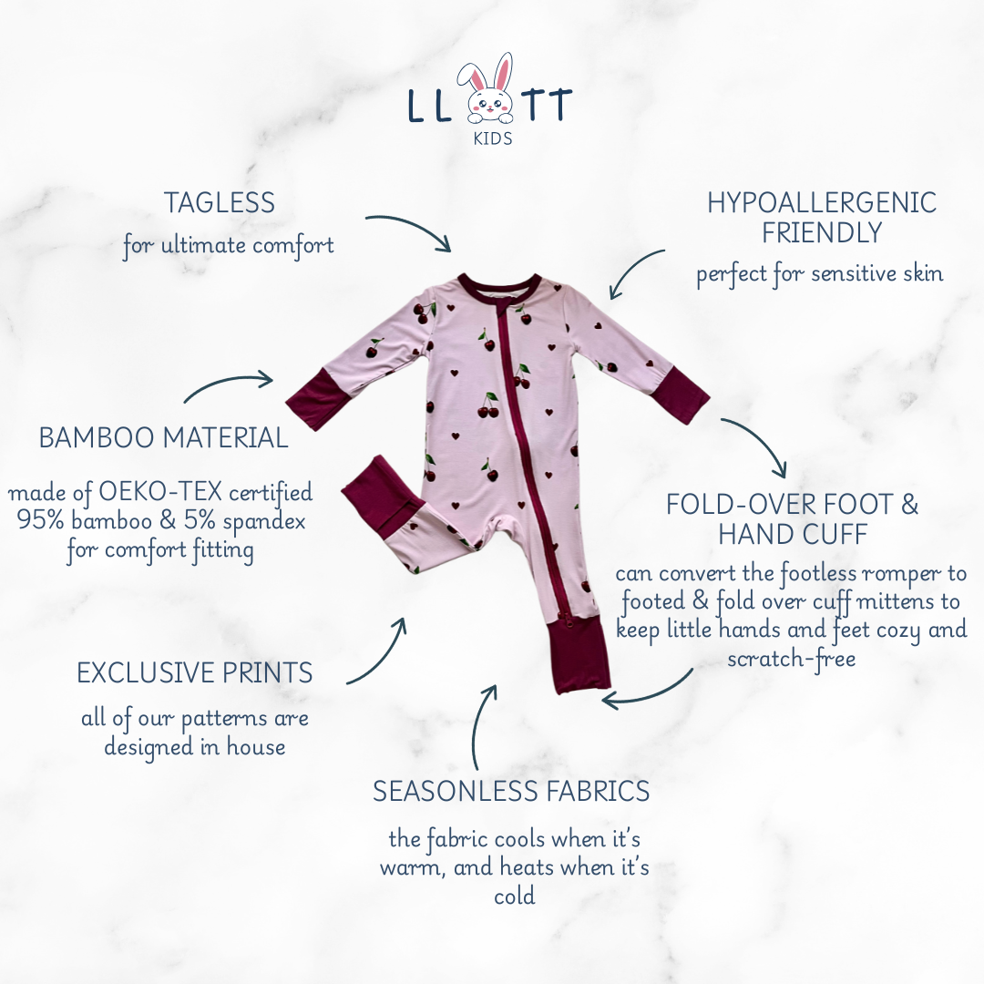 Cherry Zippy Onesie ( Open Feet )