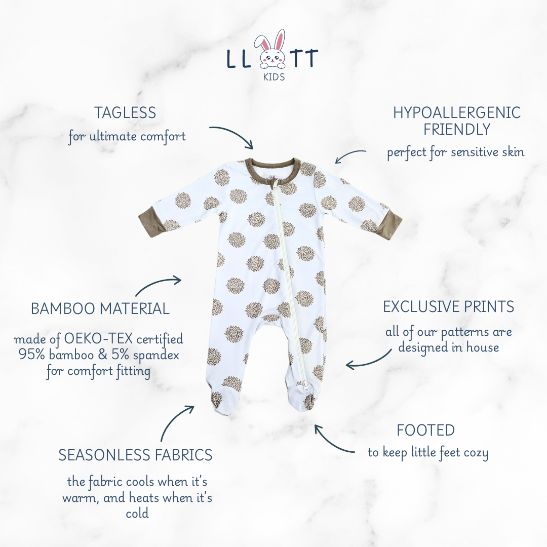 Beige Zippy Onesie ( Closed Feet )
