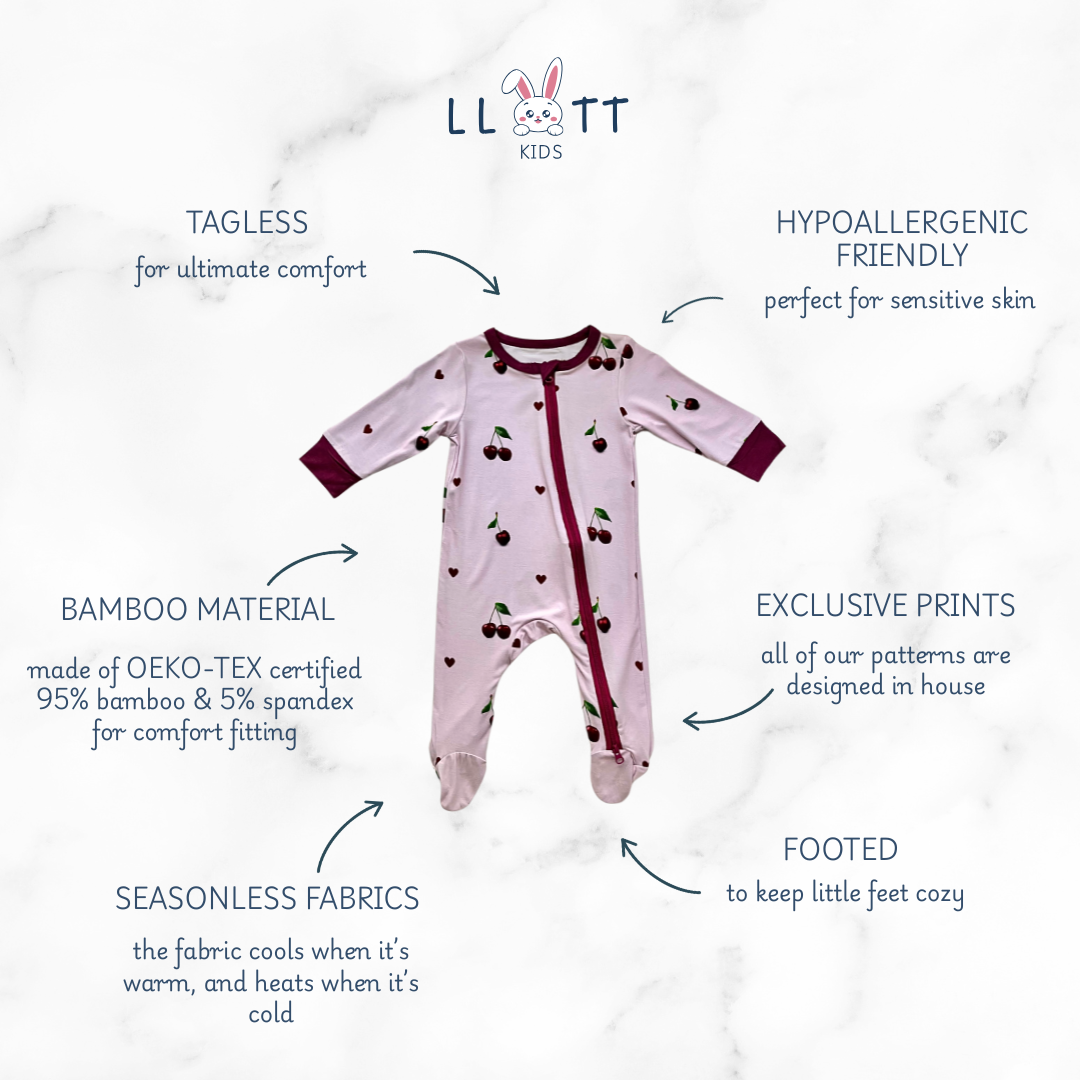 Cherry Zippy Onesie ( Closed Feet )