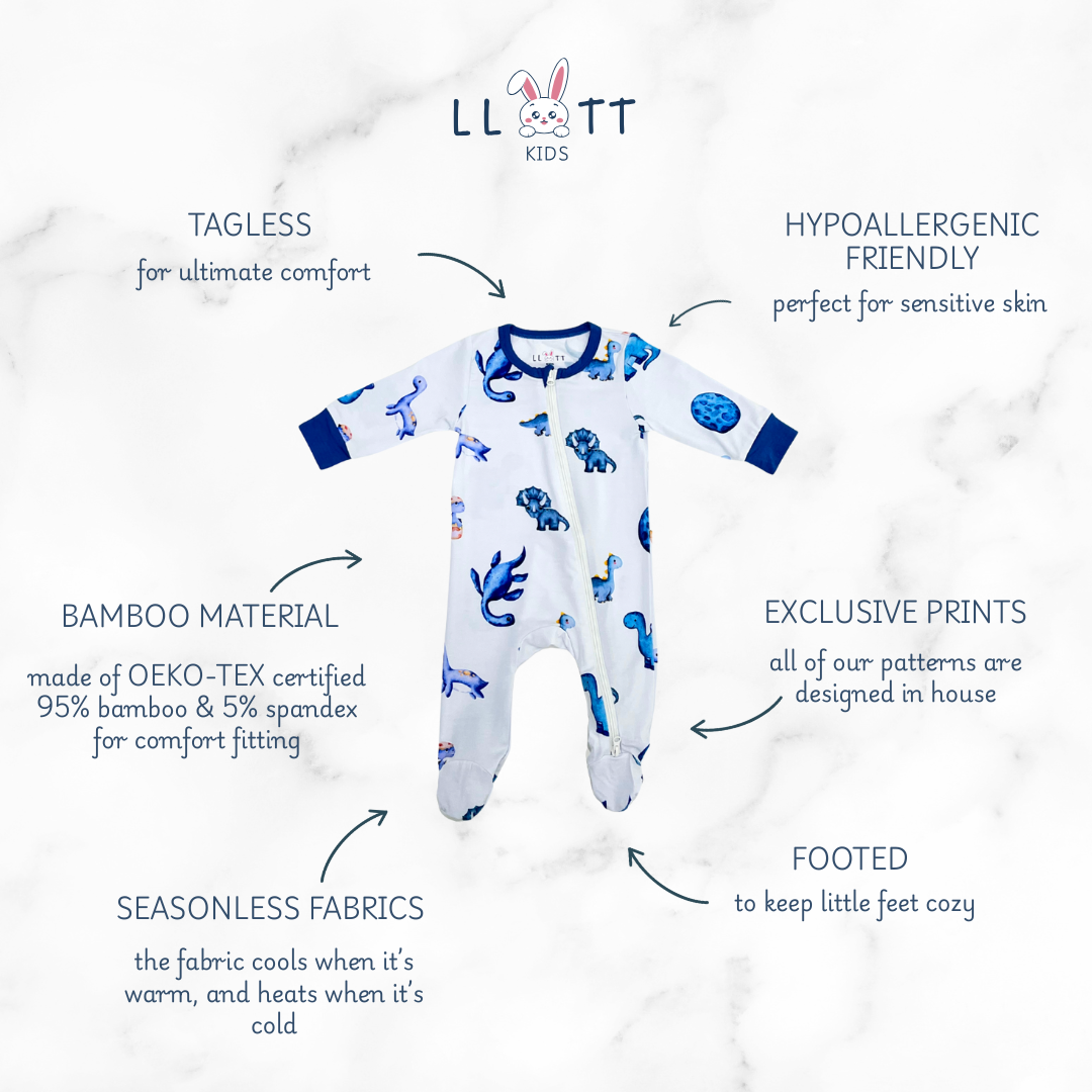 Dinosaur Zippy Onesie ( Closed Feet )