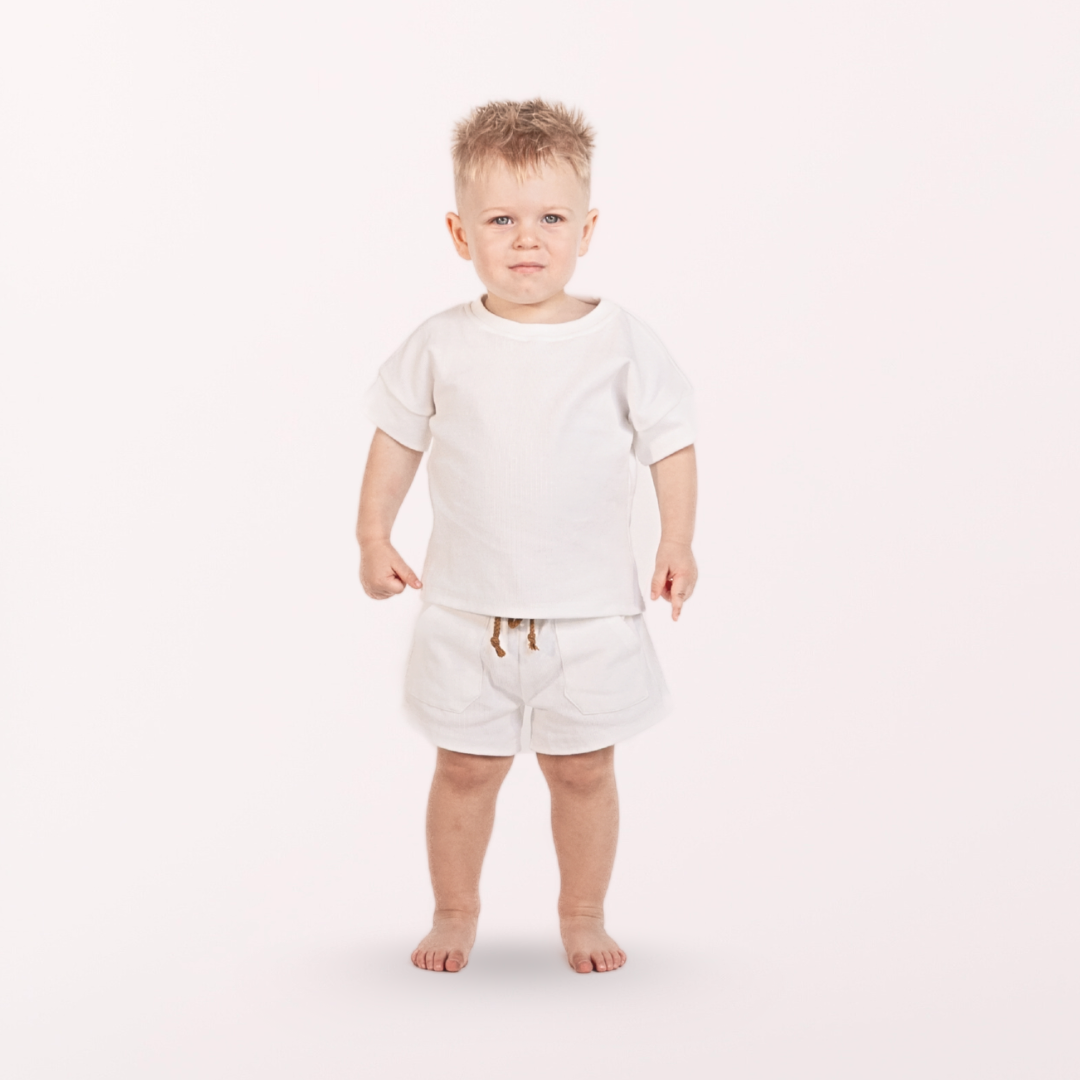 White ribbed cotton set ( Boys )