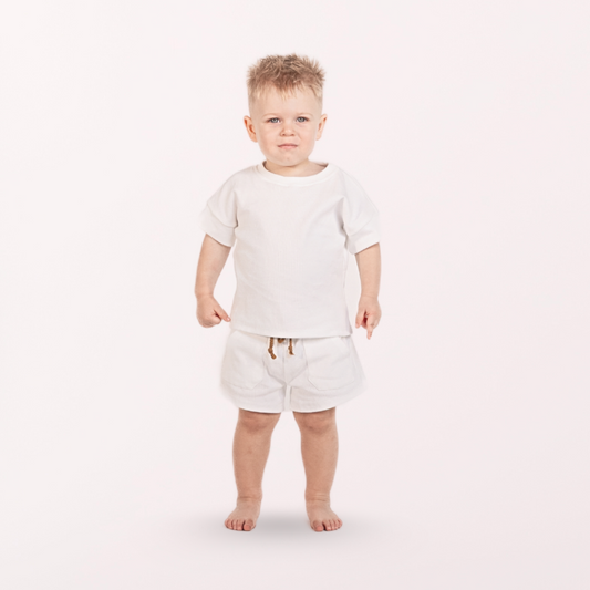 White ribbed cotton set ( Boys )